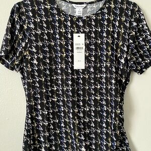 NWT Calvin Klein Women's Asymmetrical Side Ruched Patterned Blouse Size Medium